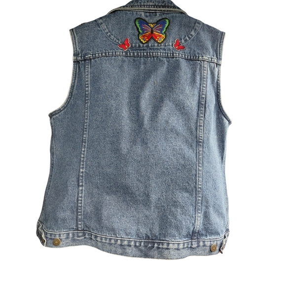 Vintage Cabela's For Women Blue Denim Vest with Butterfly Patches NWOT - Picture 2 of 6